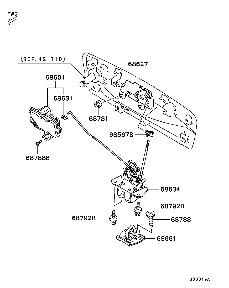 Замок багажника для Мицубиси Аутлендер 2002-2008