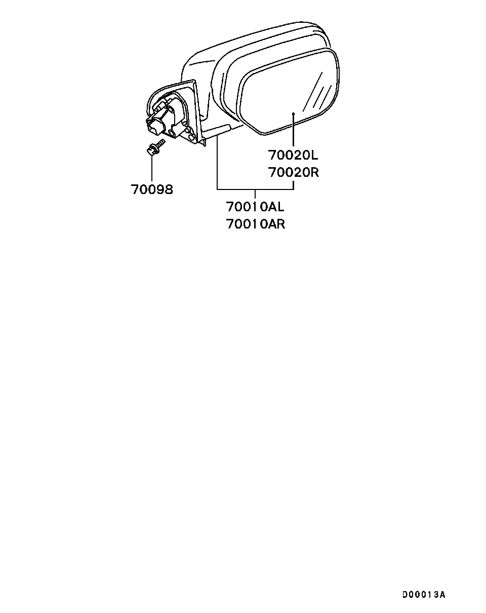 Зеркало боковое левое для Мицубиси Аутлендер 2002-2008