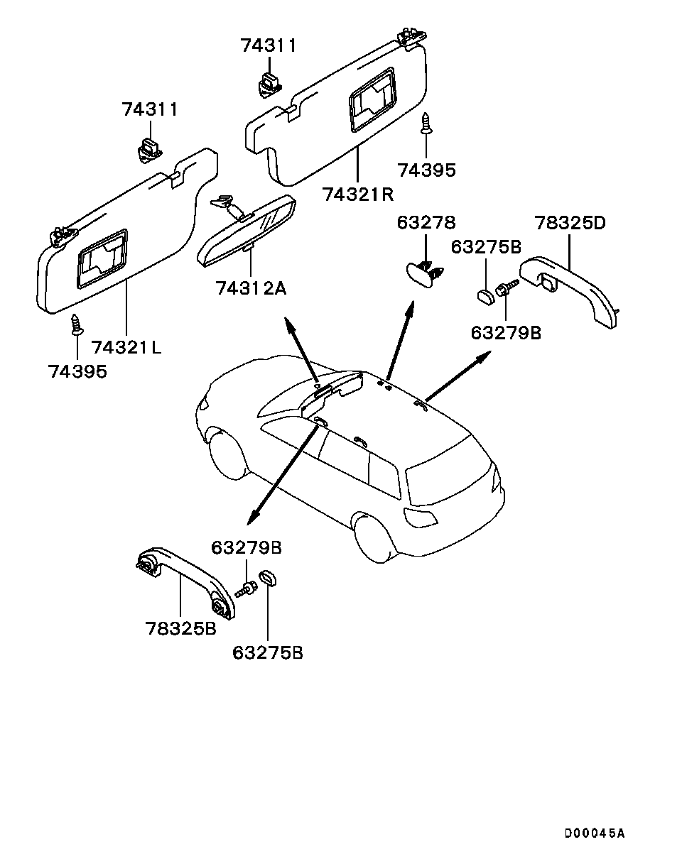 Зеркало внутрисалонное для Мицубиси Аутлендер 2002-2008