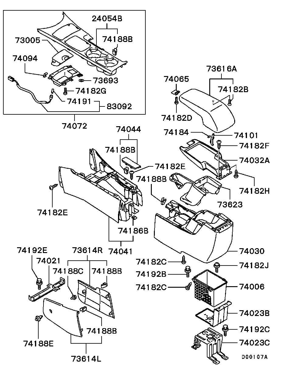 Подлокотник передних сидений для Мицубиси Аутлендер 2002-2008