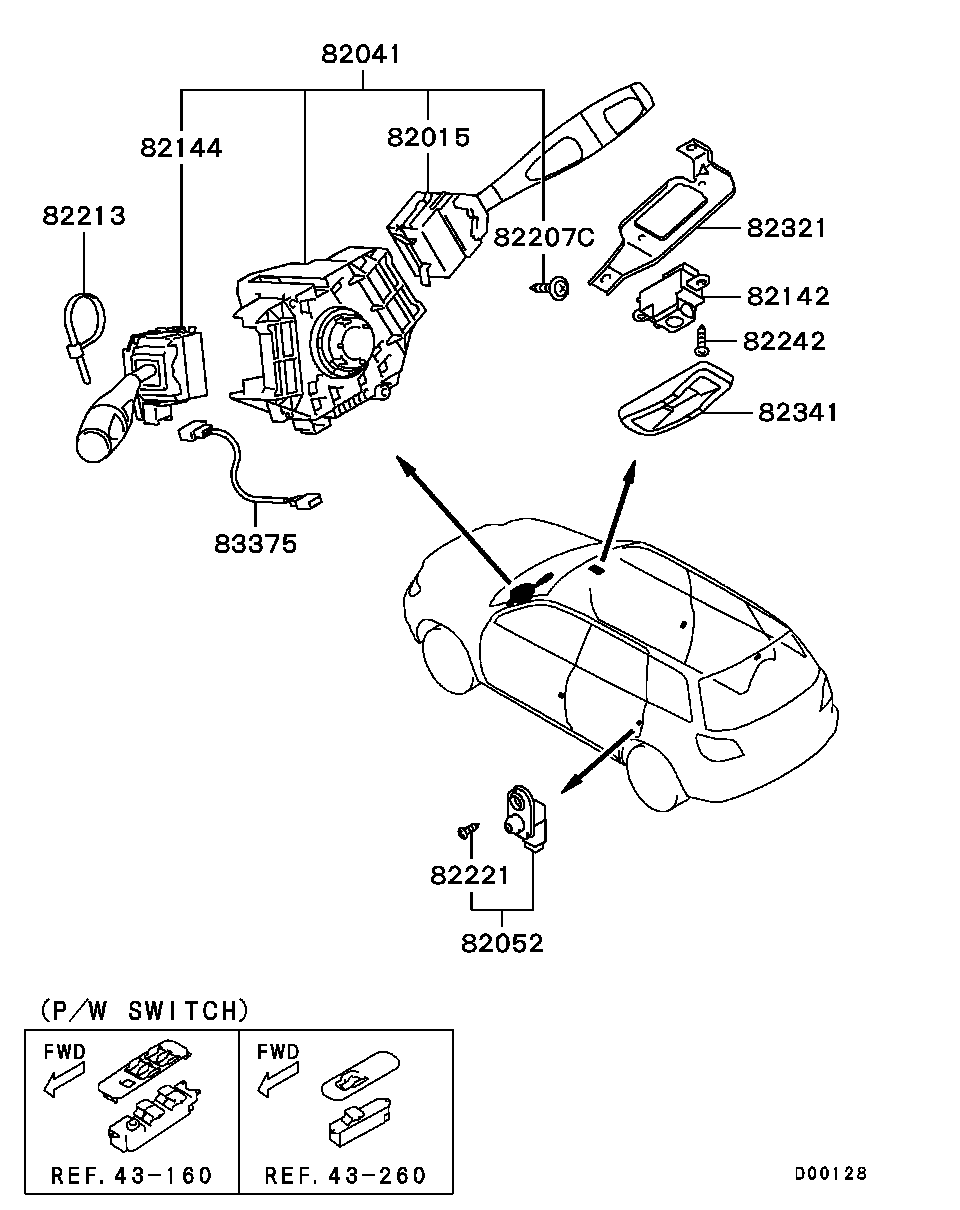 Подрулевой переключатель внешнего света для Мицубиси Аутлендер 2002-2008