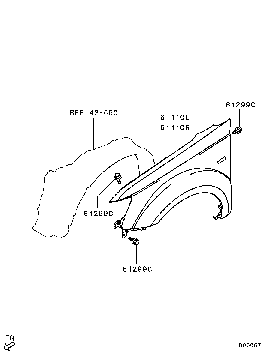 Крыло переднее правое для Мицубиси Аутлендер 2006-2009