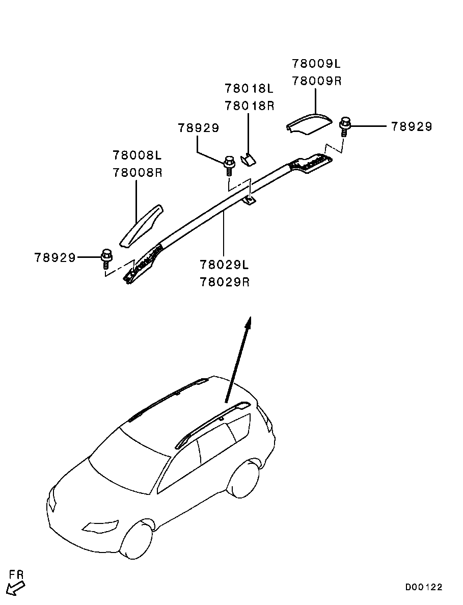 Рейлинг левый для Мицубиси Аутлендер 2006-2009