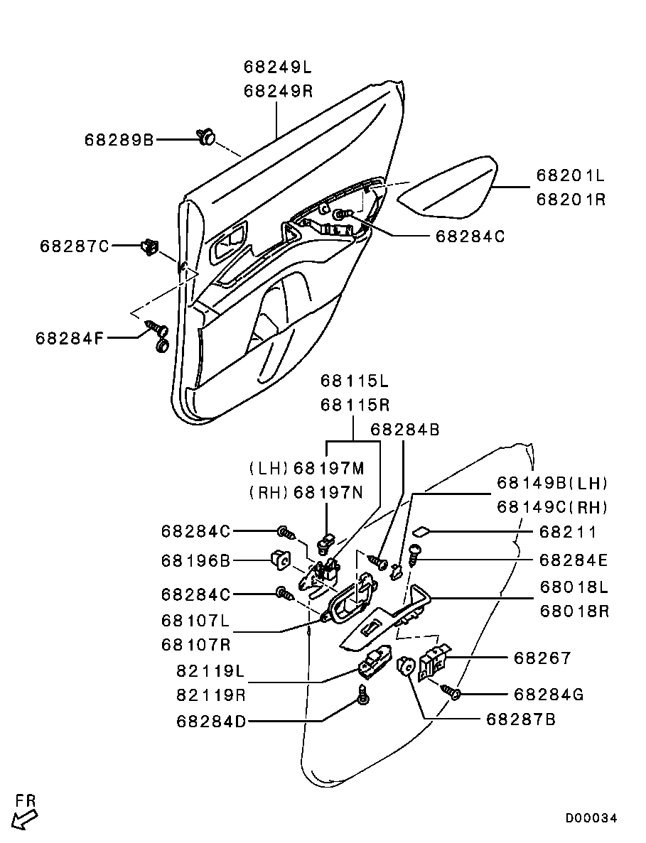 Панель отделки задней левой двери для Мицубиси Аутлендер 2006-2009