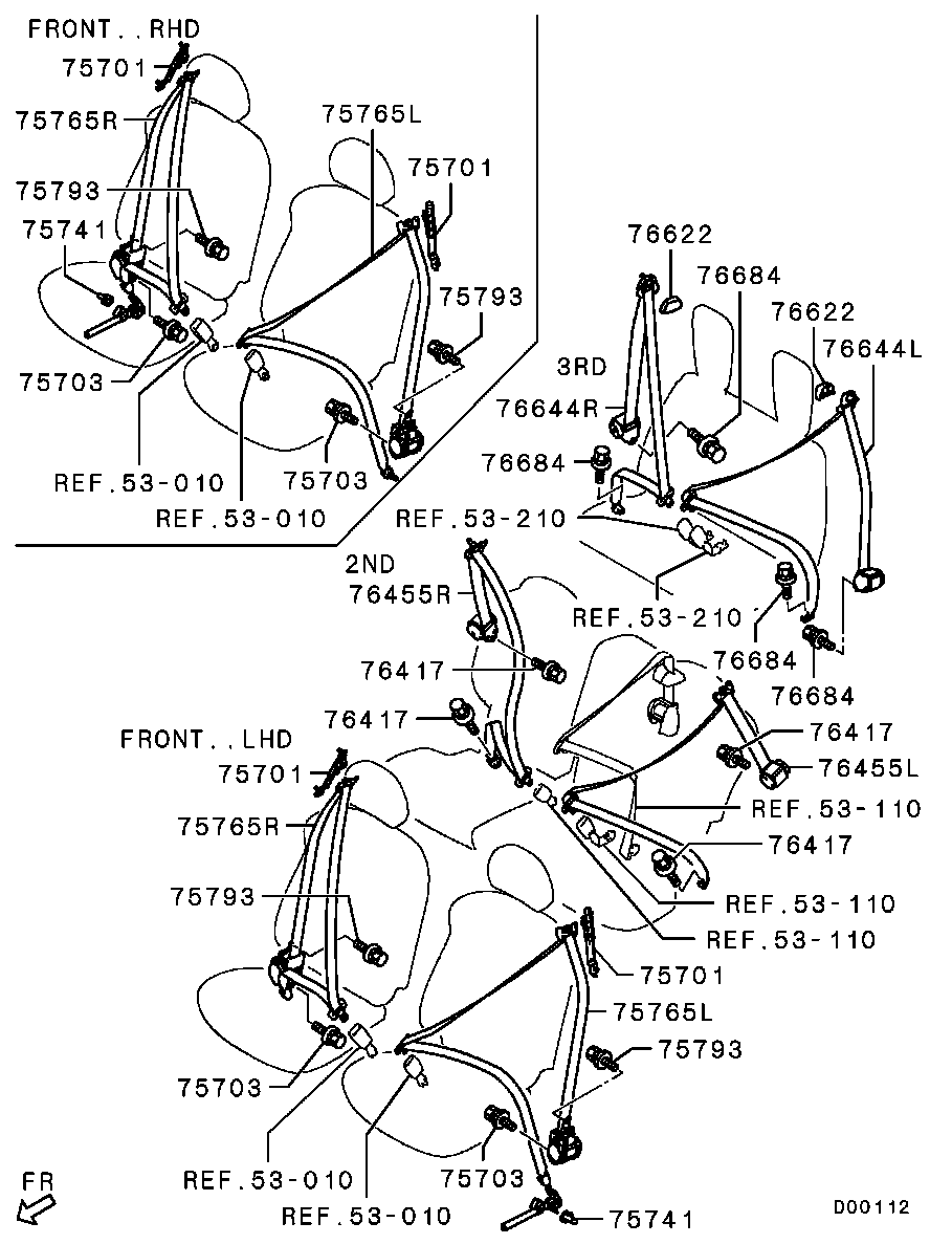Ремень безопасности переднего пассажира для Мицубиси Аутлендер 2006-2009