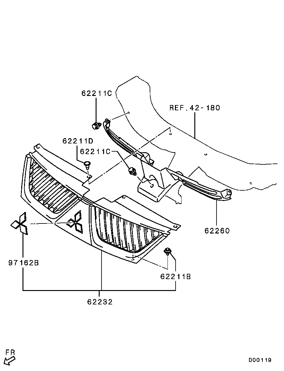Решетка радиатора для Мицубиси Аутлендер 2009-2013