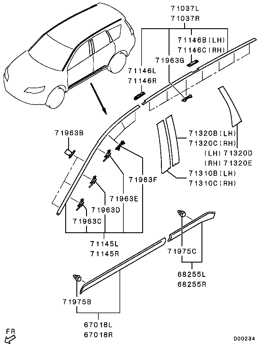 Молдинг боковой правый для Мицубиси Аутлендер 2009-2013
