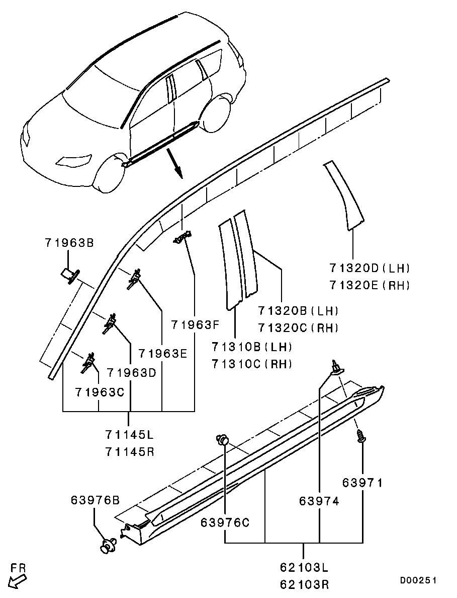 Молдинг боковой левый для Мицубиси Аутлендер 2009-2013