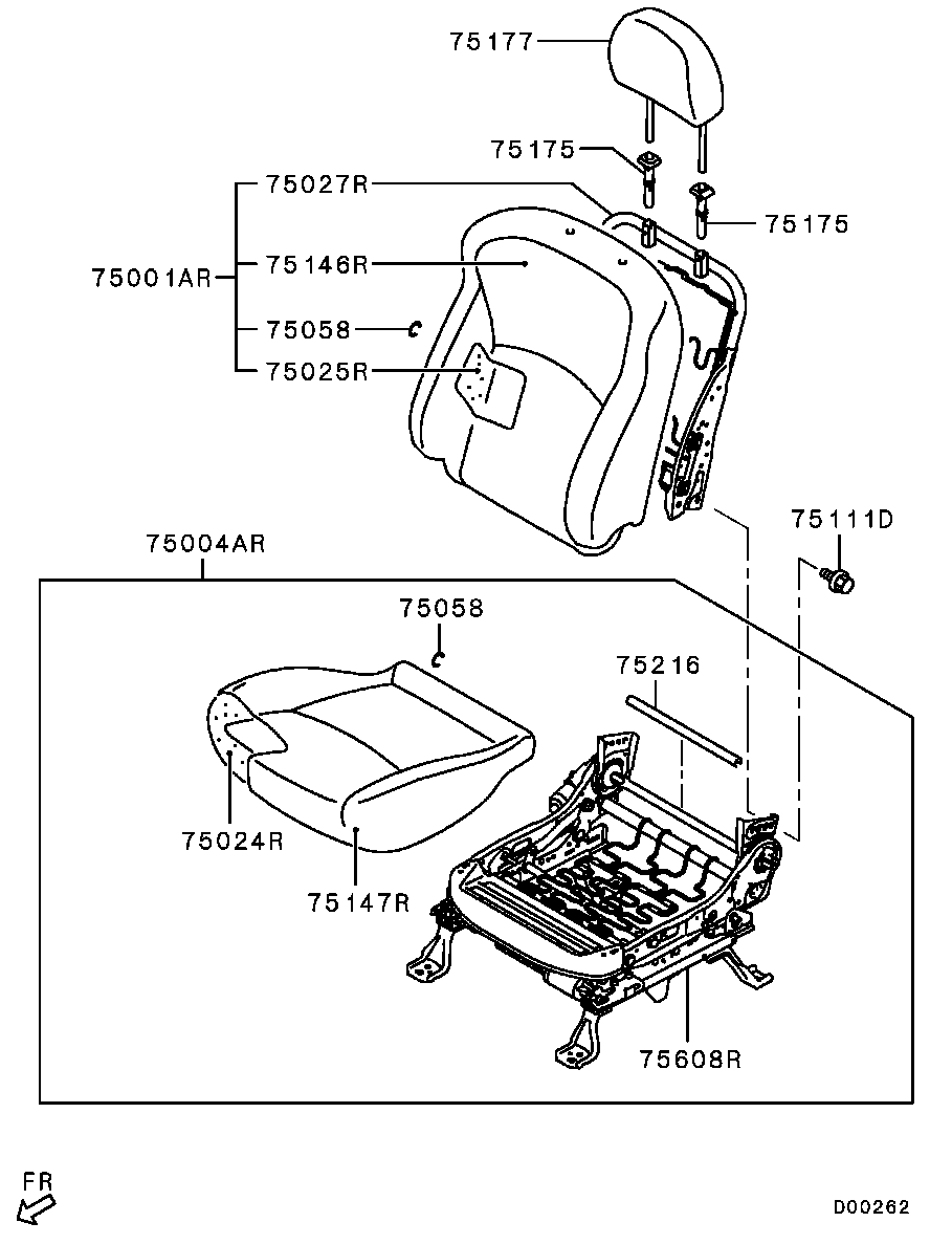 Спинка переднего сиденья пассажира для Мицубиси Аутлендер 2009-2013