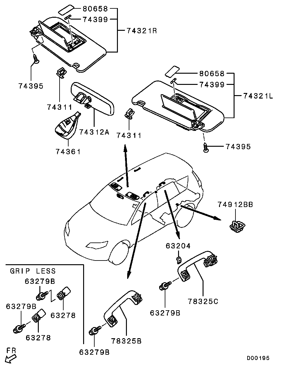 Зеркало внутрисалонное для Мицубиси Аутлендер 2009-2013