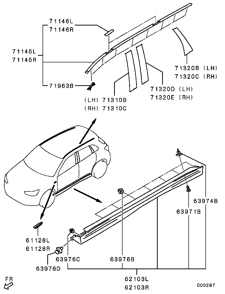 Порог правый для Мицубиси ASX 2010-2013.