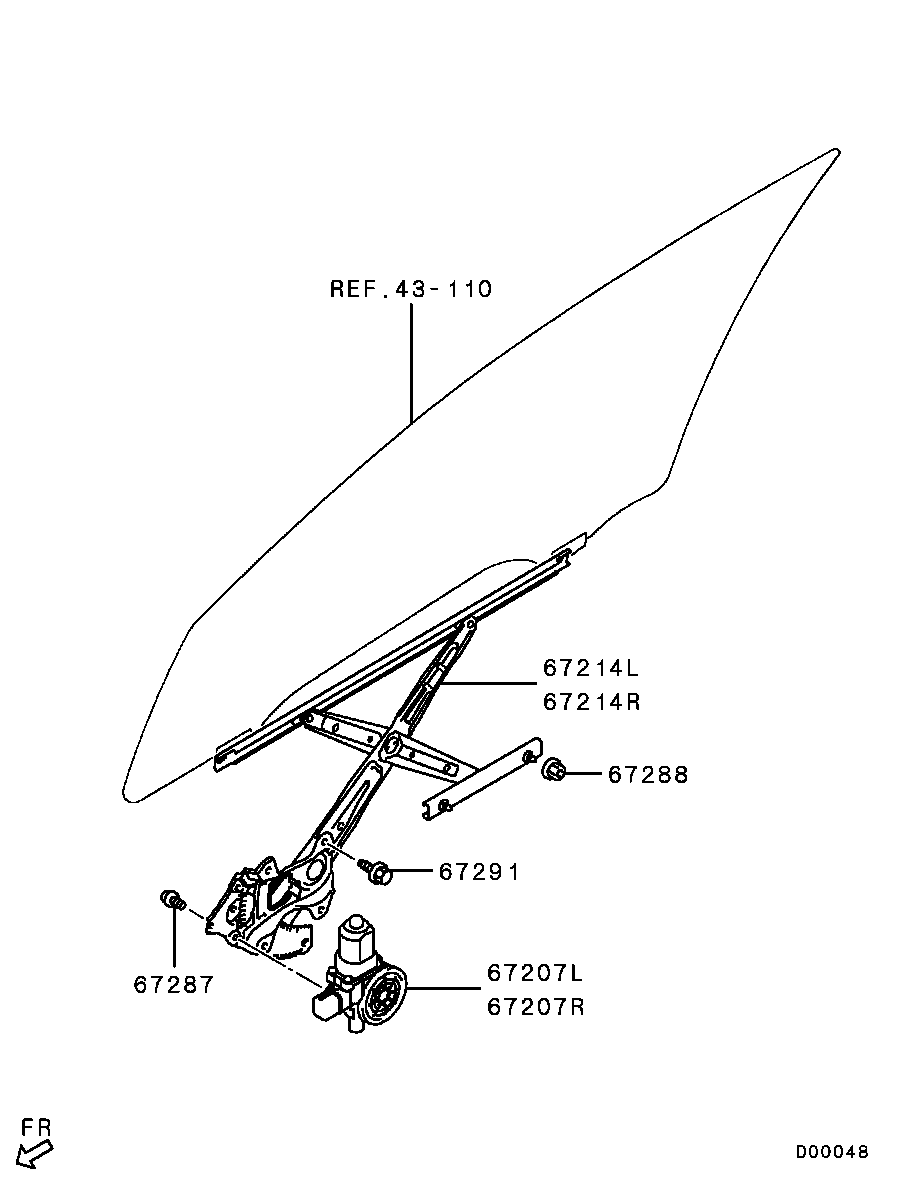 Стеклоподъемник переднего левого стекла для Мицубиси ASX 2010-2013.