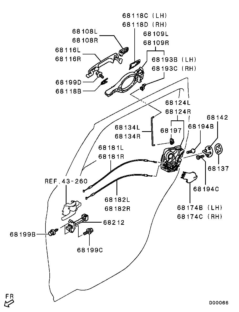 Ручка задней левой двери для Мицубиси ASX 2010-2013.