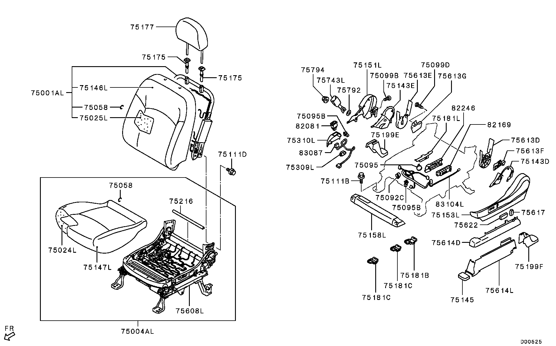Спинка сиденья водителя для Мицубиси ASX 2010-2013.