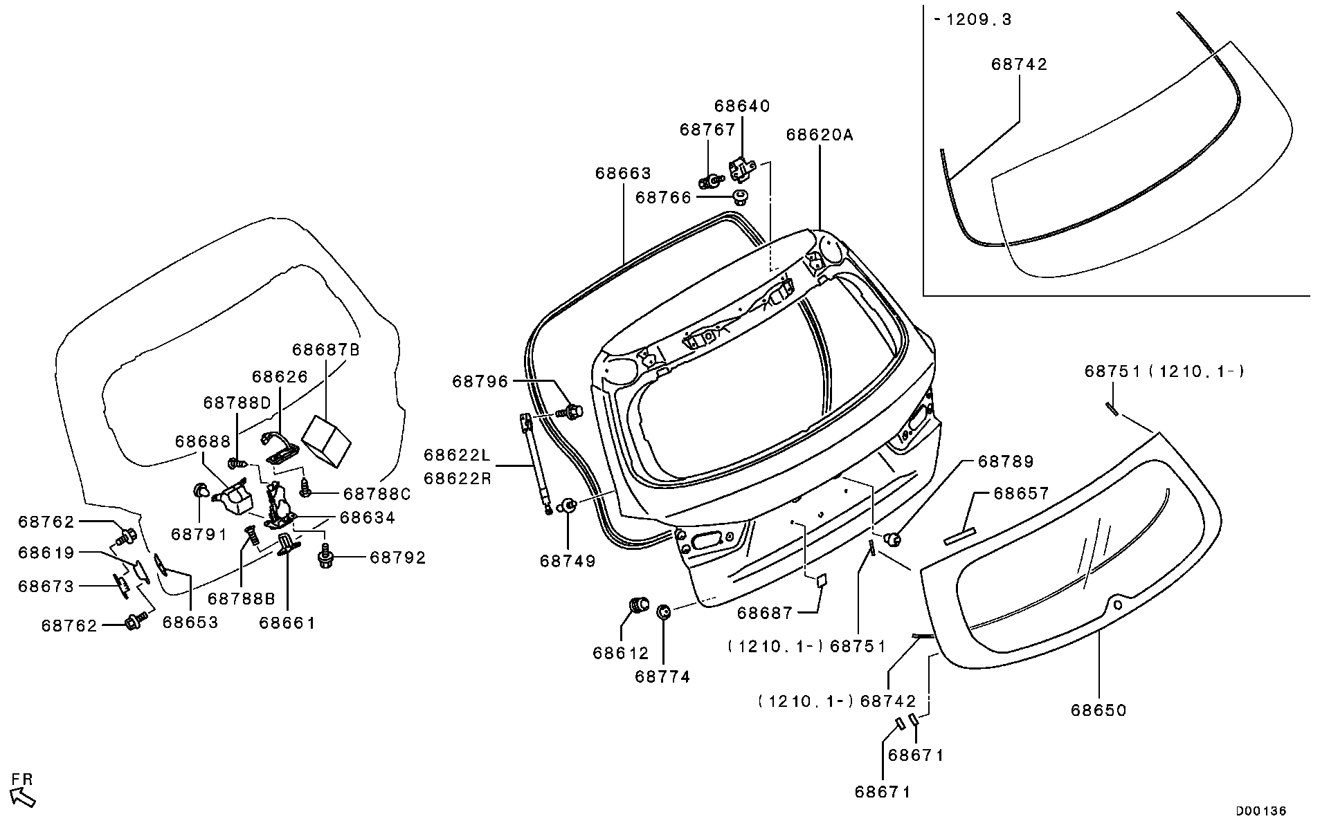 Петля крышки багажника правая для Мицубиси ASX 2010-2013.