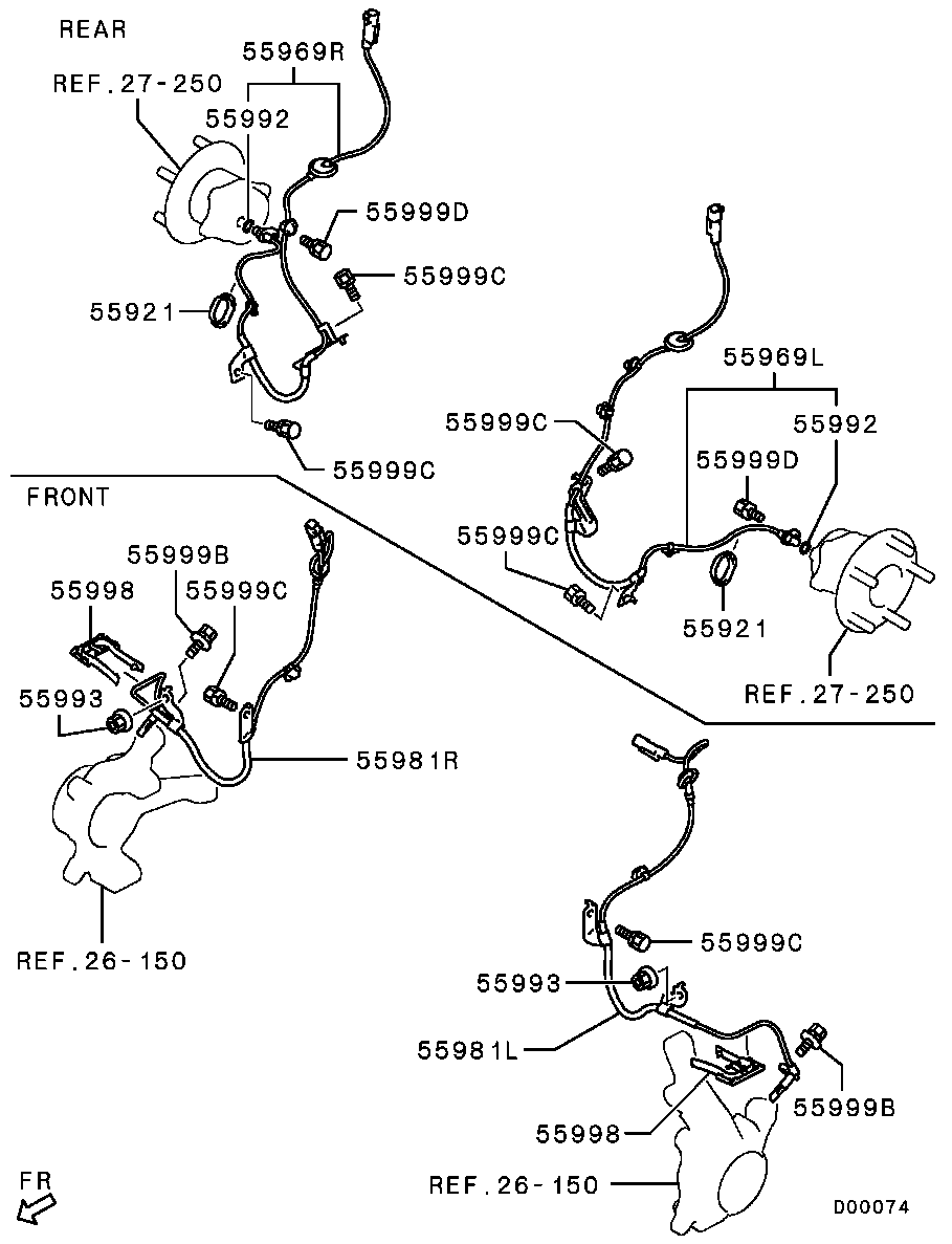Датчик АБС передний левый для Мицубиси ASX 2010-2013.