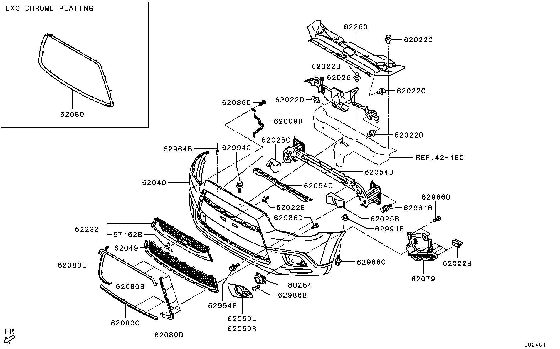 Усилитель переднего бампера для Мицубиси ASX 2012-2016
