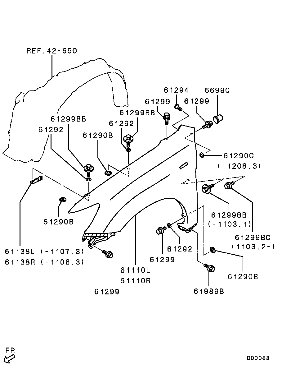 Крыло переднее левое для Мицубиси ASX 2012-2016