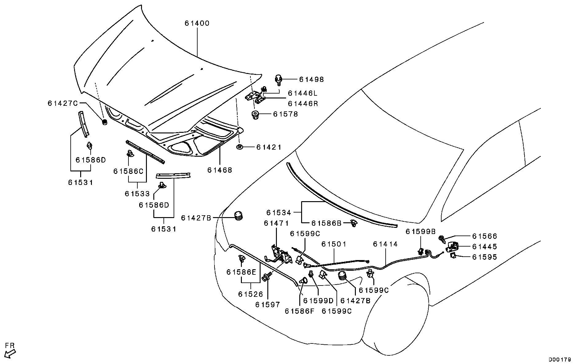 Петля капота левая для Мицубиси ASX 2012-2016