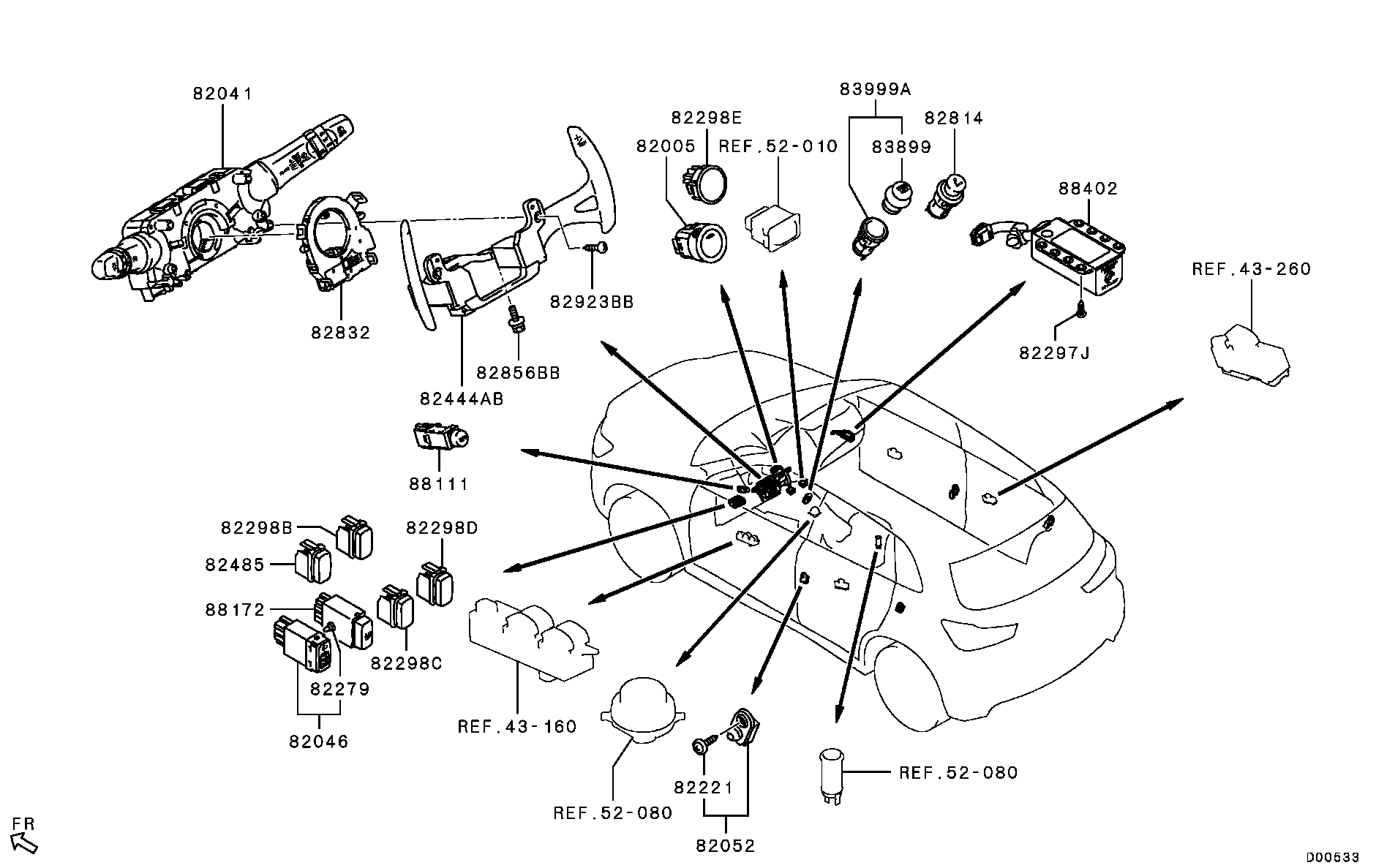 Подрулевой переключатель внешнего света для Мицубиси ASX 2012-2016