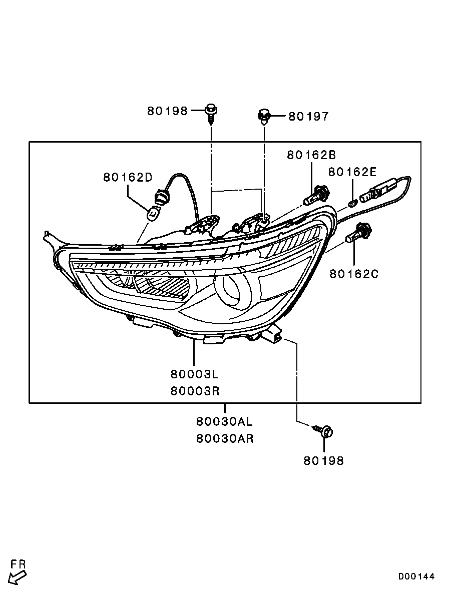 Фара правая в сборе для Мицубиси ASX 2012-2016