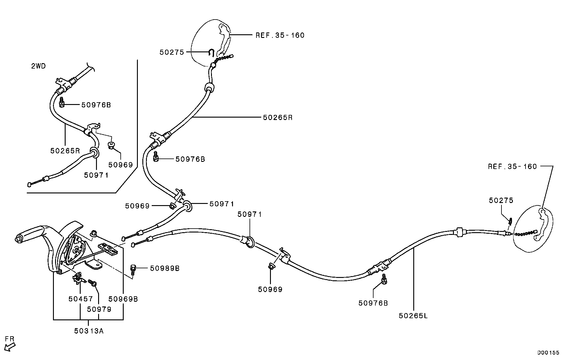 Трос левый стояночного, ручного тормоза для Мицубиси ASX 2012-2016