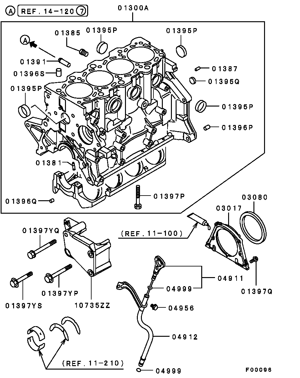 Блок цилиндров в сборе для Мицубиси Паджеро Пинин 1998-2006