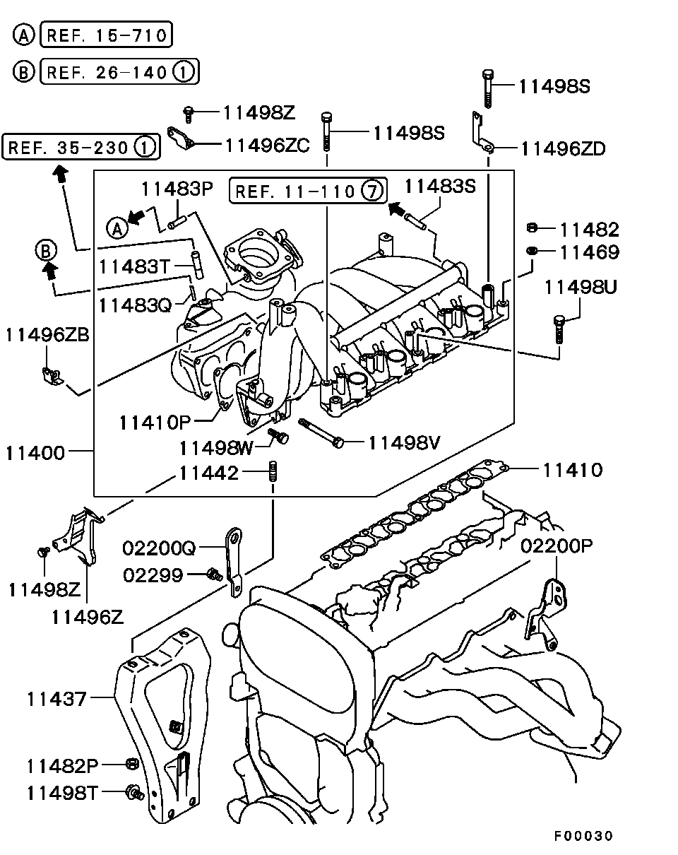 Коллектор впускной для Мицубиси Паджеро Пинин 1998-2006
