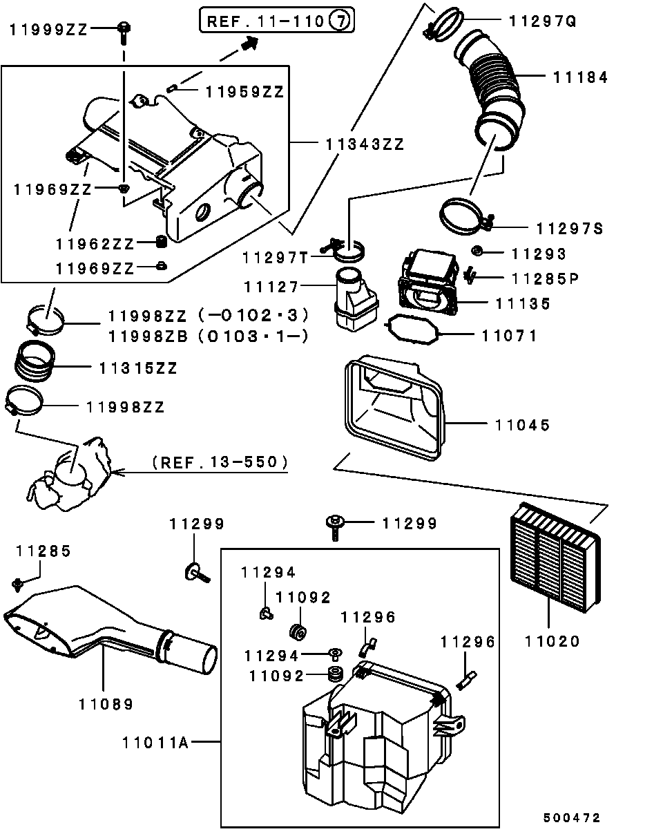 Корпус воздушного фильтра в сборе для Мицубиси Паджеро Пинин 1998-2006