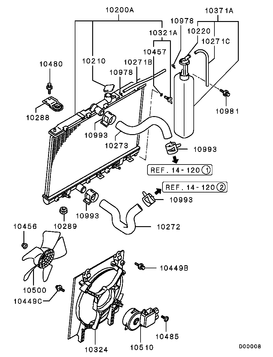 Бачок расширительный для Мицубиси Паджеро Пинин 1998-2006