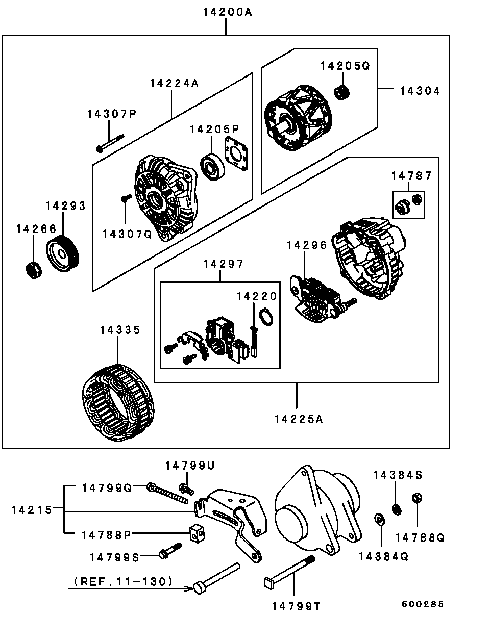 Генератор в сборе для Мицубиси Паджеро Пинин 1998-2006