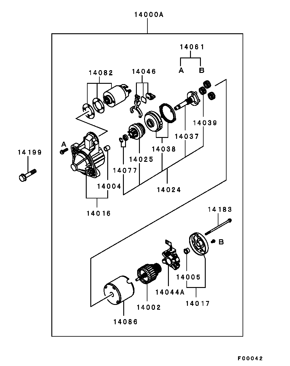 Стартер в сборе для Мицубиси Паджеро Пинин 1998-2006