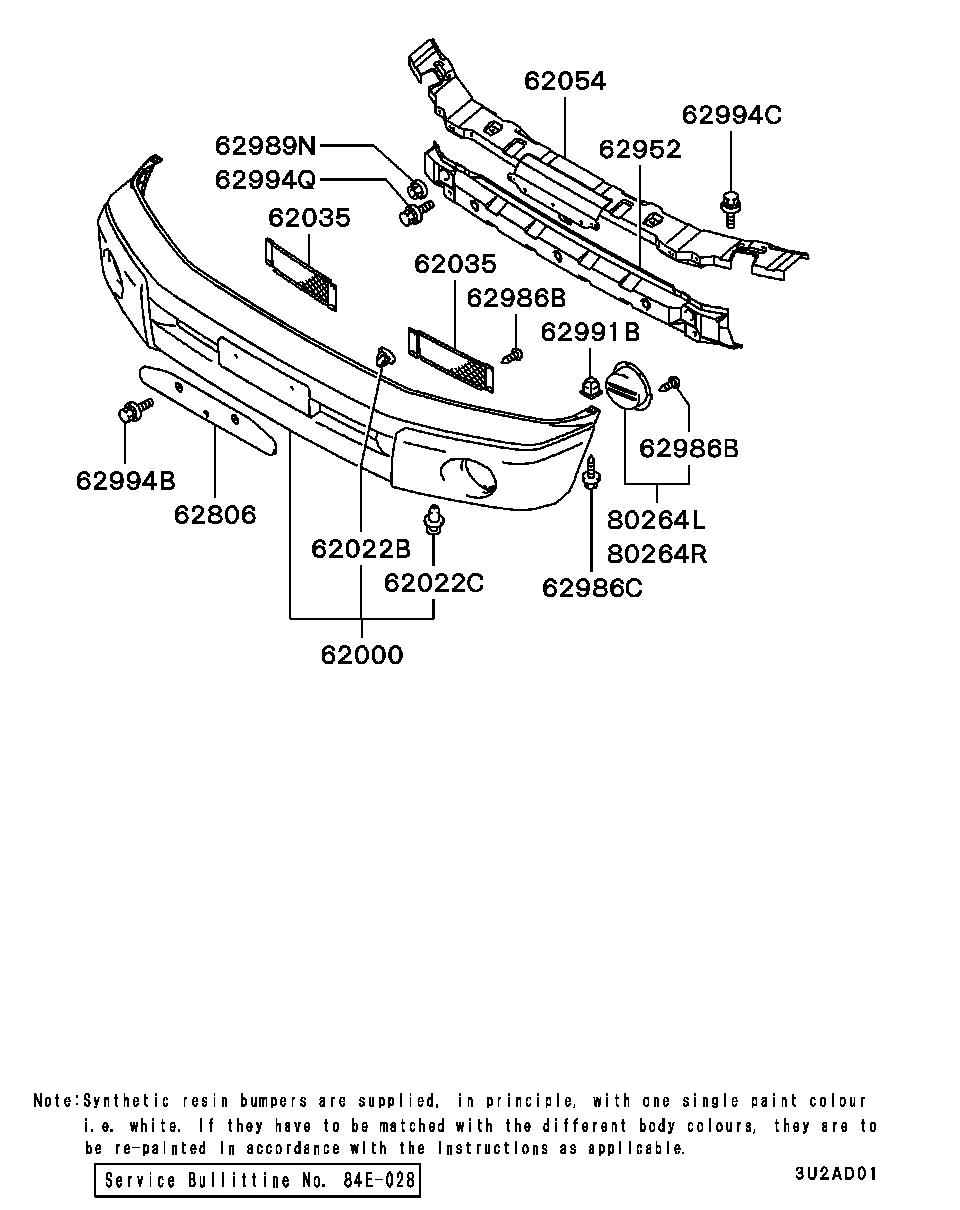 Бампер передний для Мицубиси Паджеро Пинин 1998-2006