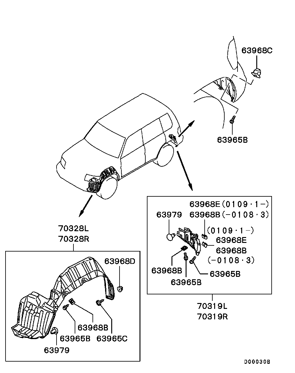 Подкрылок передний правый для Мицубиси Паджеро Пинин 1998-2006