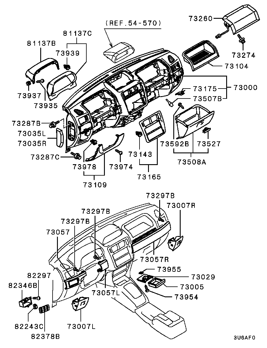 Перчаточный ящик, бардачок для Мицубиси Паджеро Пинин 1998-2006