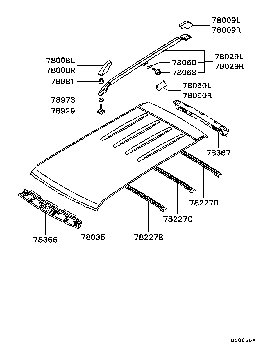 Рейлинг левый для Мицубиси Паджеро Пинин 1998-2006
