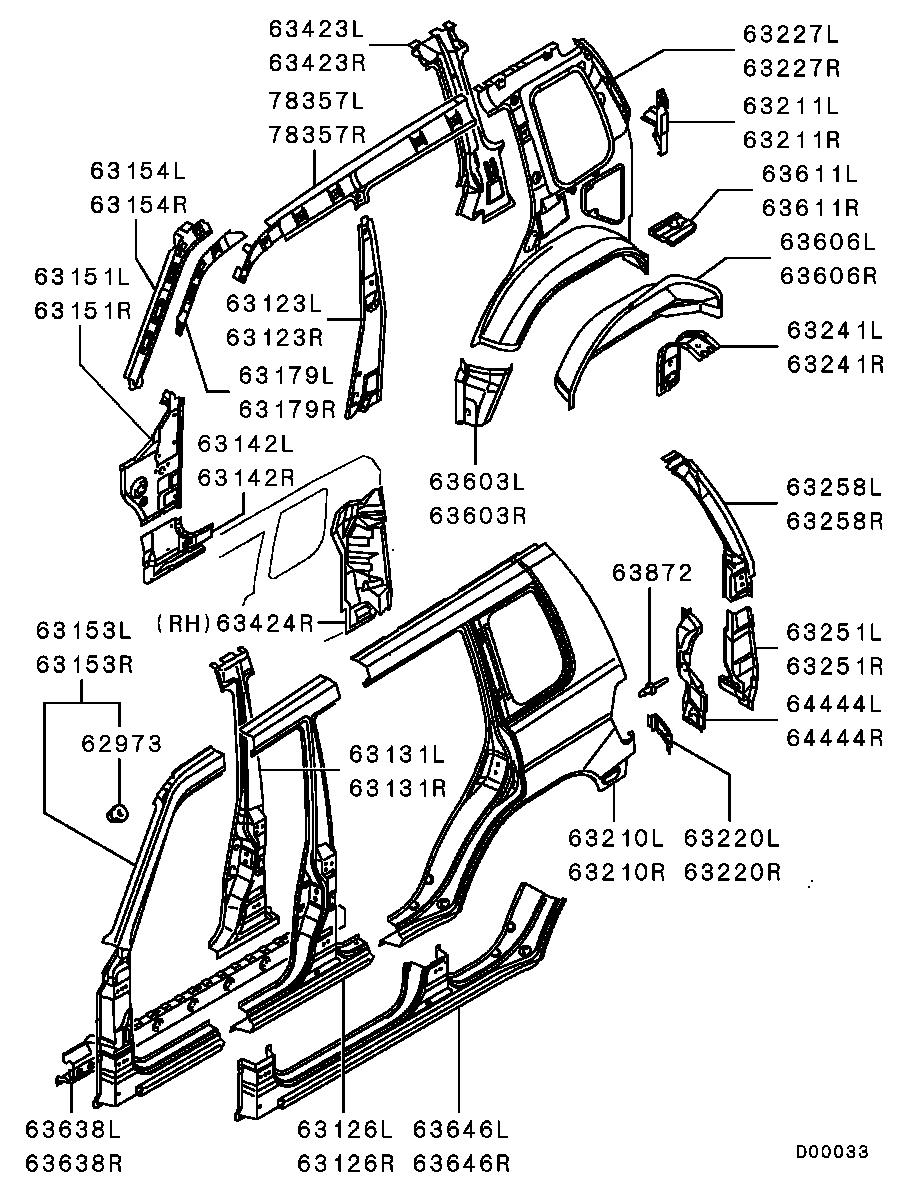 Крыло заднее левое для Мицубиси Паджеро Пинин 1998-2006