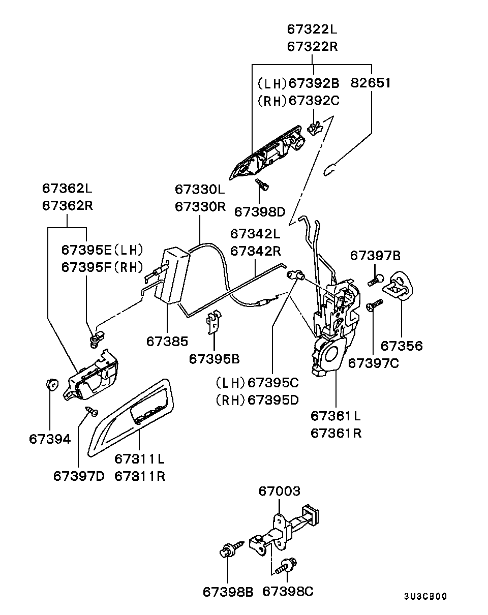 Замок передней правой двери для Мицубиси Паджеро Пинин 1998-2006