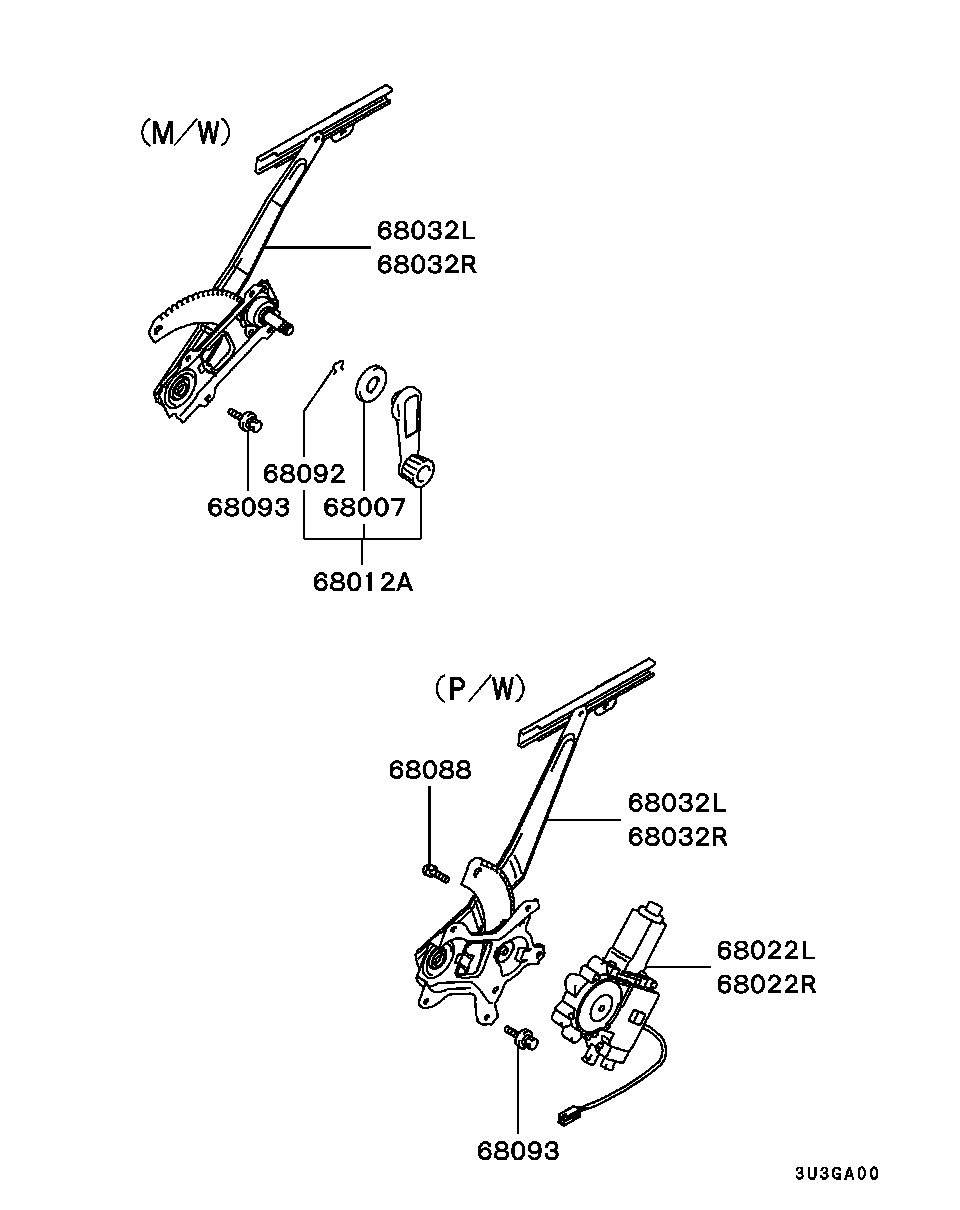 Стеклоподъемник заднего правого стекла для Мицубиси Паджеро Пинин 1998-2006