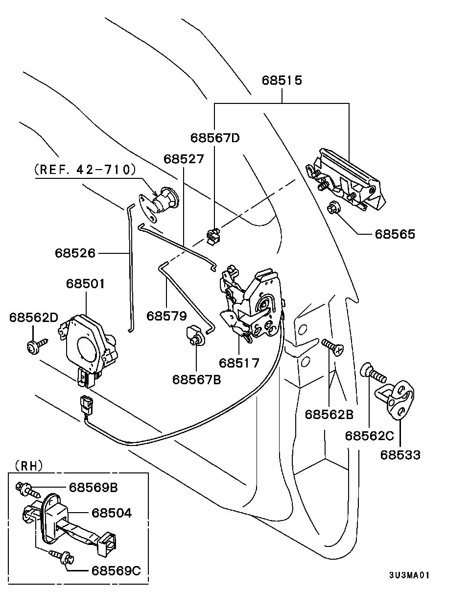 Замок багажника для Мицубиси Паджеро Пинин 1998-2006