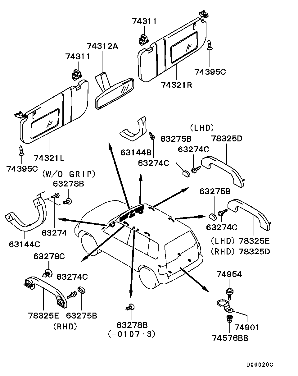 Зеркало внутрисалонное для Мицубиси Паджеро Пинин 1998-2006