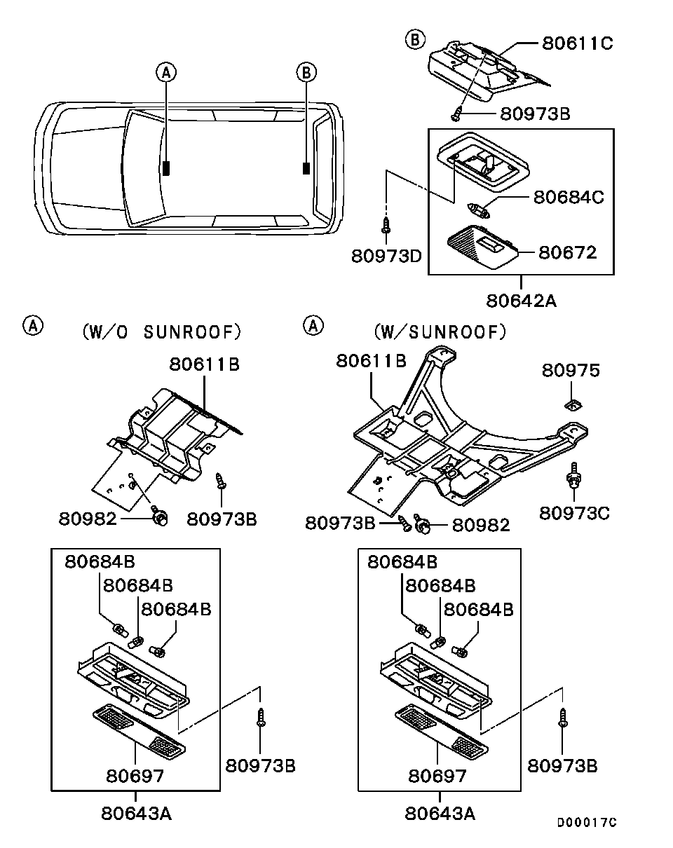 Фонарь салона для Мицубиси Паджеро Пинин 1998-2006