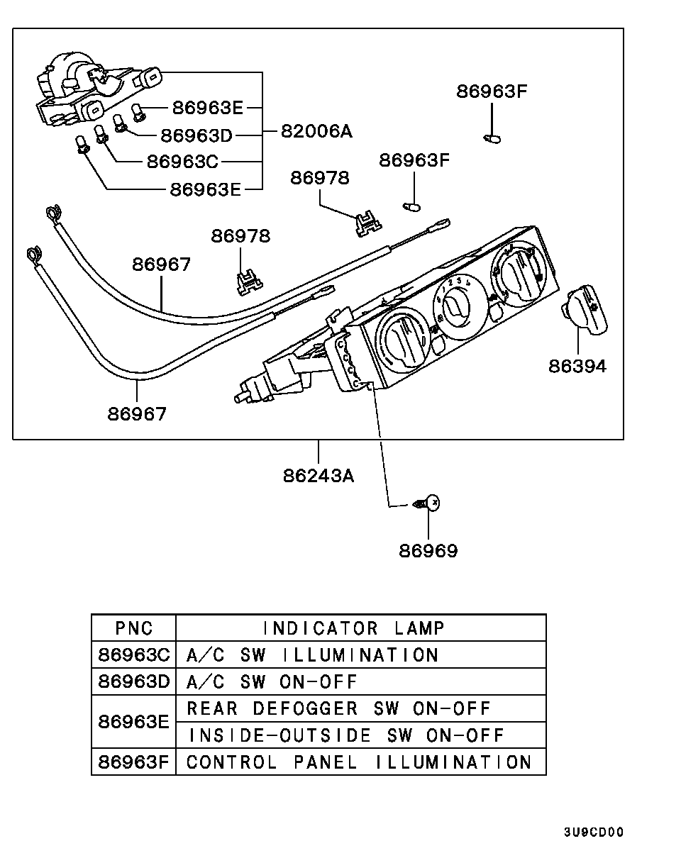 Панель климатической системы для Мицубиси Паджеро Пинин 1998-2006
