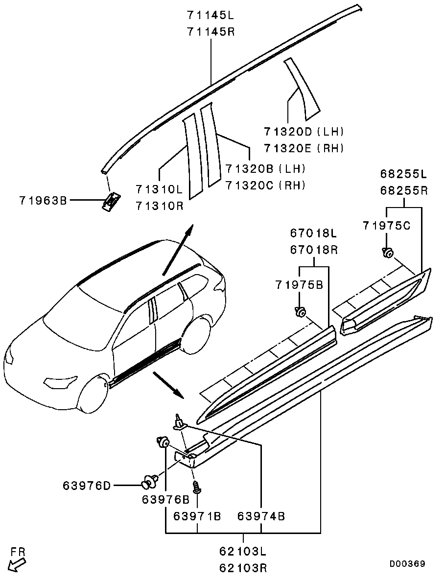 Молдинг боковой левый для Мицубиси Аутлендер 2012-2015