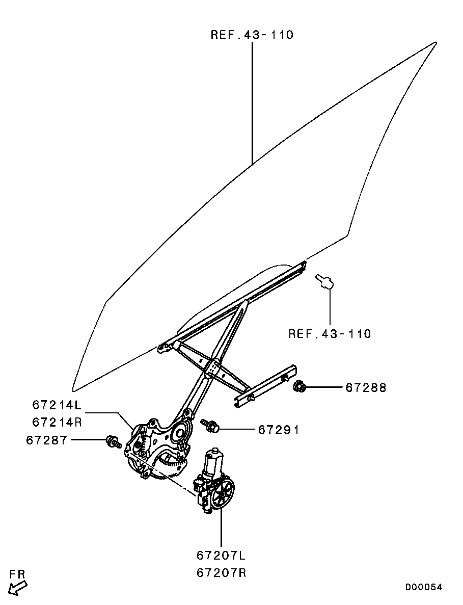 Стеклоподъемник переднего левого стекла для Мицубиси Аутлендер 2012-2015