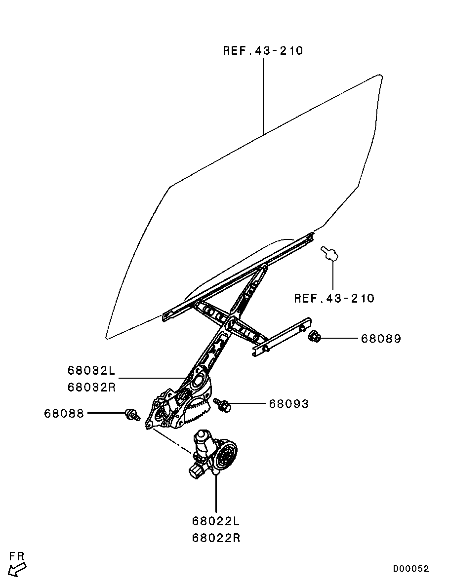Стеклоподъемник заднего левого стекла для Мицубиси Аутлендер 2012-2015