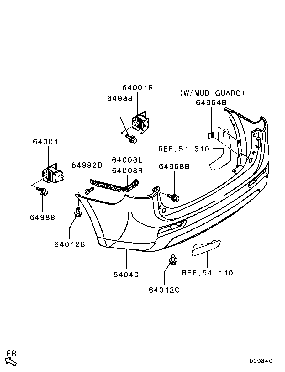 Бампер задний для Мицубиси Аутлендер 2012-2015