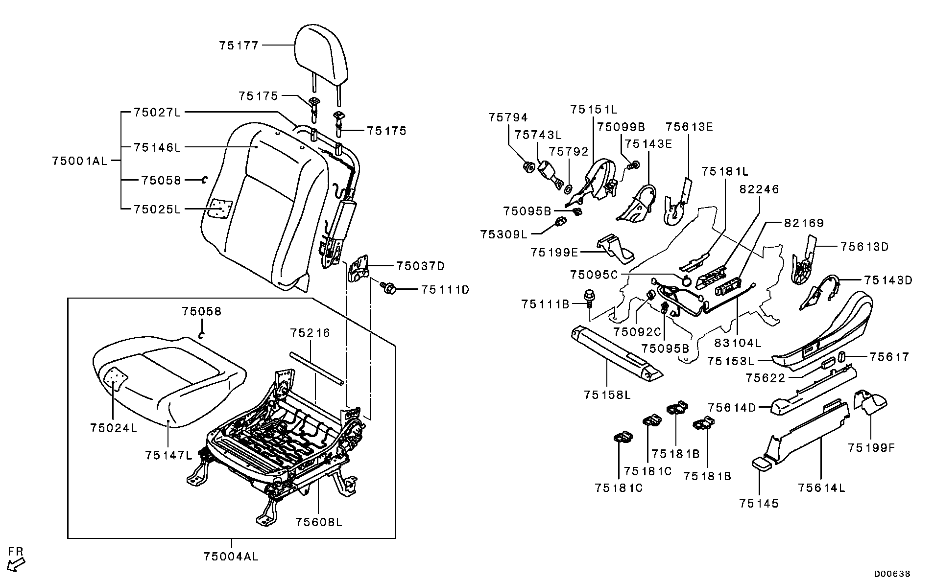 Подушка сиденья водителя для Мицубиси Аутлендер 2012-2015