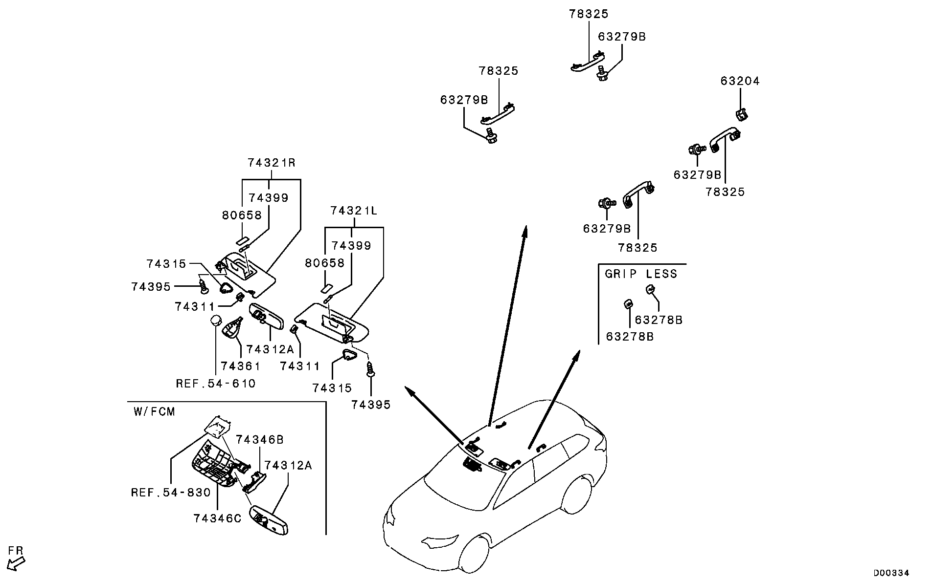 Зеркало внутрисалонное для Мицубиси Аутлендер 2012-2015