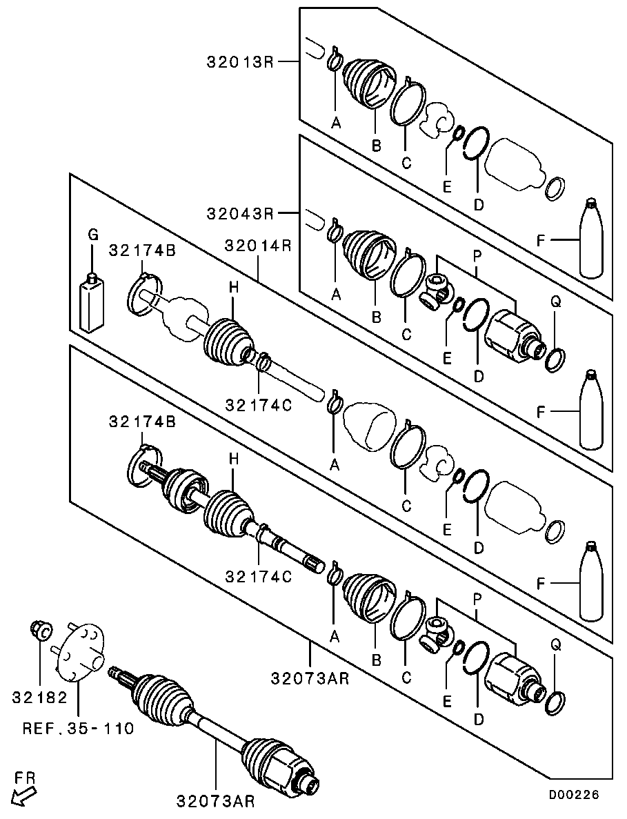 Приводной вал передний правый для Мицубиси Аутлендер 2012-2015